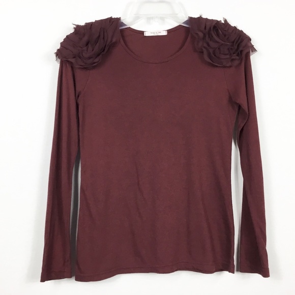 Design by C & K Tops - SALE 3 for $20 - Ruffle Gathered Mesh Shoulder Long Sleeve Top